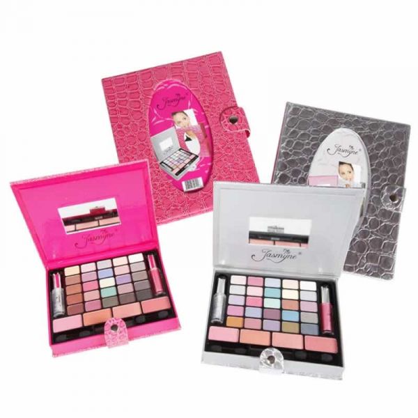 ESTOJO JASMYNE 25 SOMBRAS, 4 BLUSHES E 2 GLOSS. ROSA